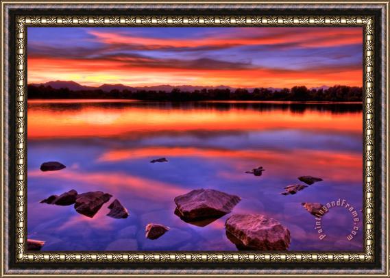 Collection 14 Sunset Lake Framed Painting