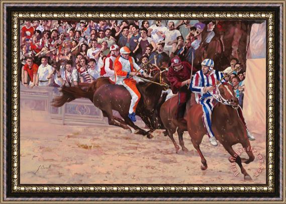 Collection 7 La Corsa Del Palio Framed Painting