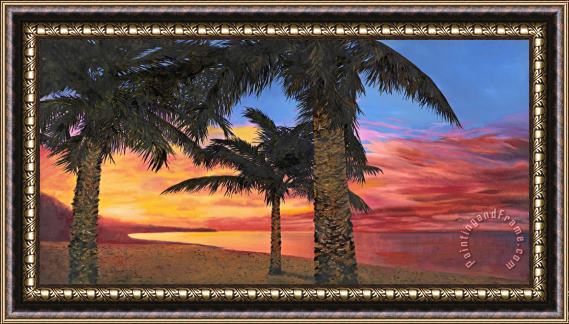 Collection 7 Palme Al Tramonto Framed Painting
