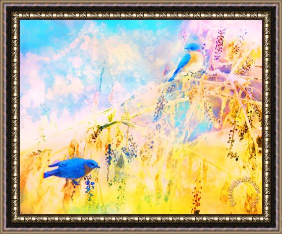 Collection 8 Bluebirds return Framed Painting