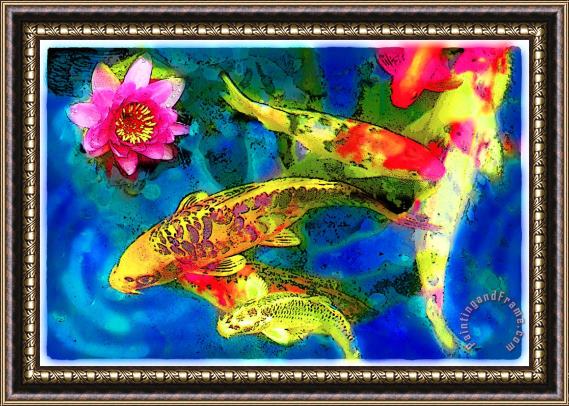 Collection 8 Koi play in the dark blue Framed Print