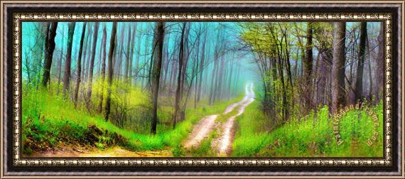 Collection 8 Spring green dirt road Framed Painting