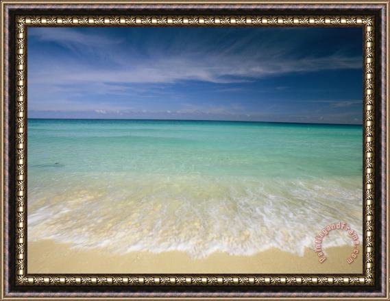 Collection Clear Blue Water And Wispy Clouds Along The Beach at Cancun Framed Print