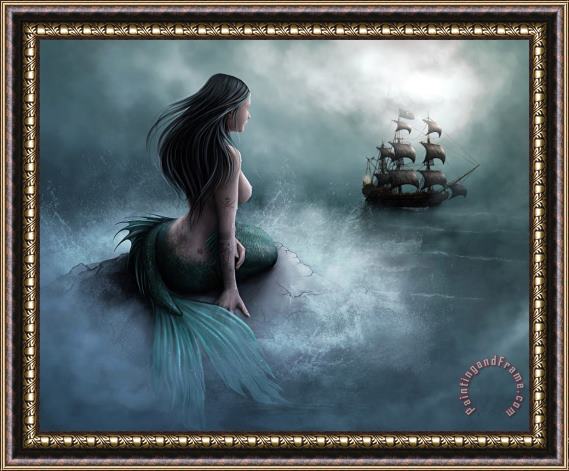 Collection Mermaid And Pirate Ship Framed Painting