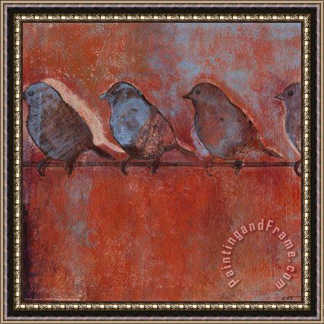 Collection Row of Sparrows I Framed Painting