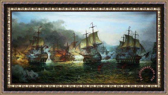 Collection Sea Fight Warships Framed Print