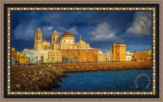 Collection Stormy Skies Over The Cathedral Cadiz Spain Framed Painting