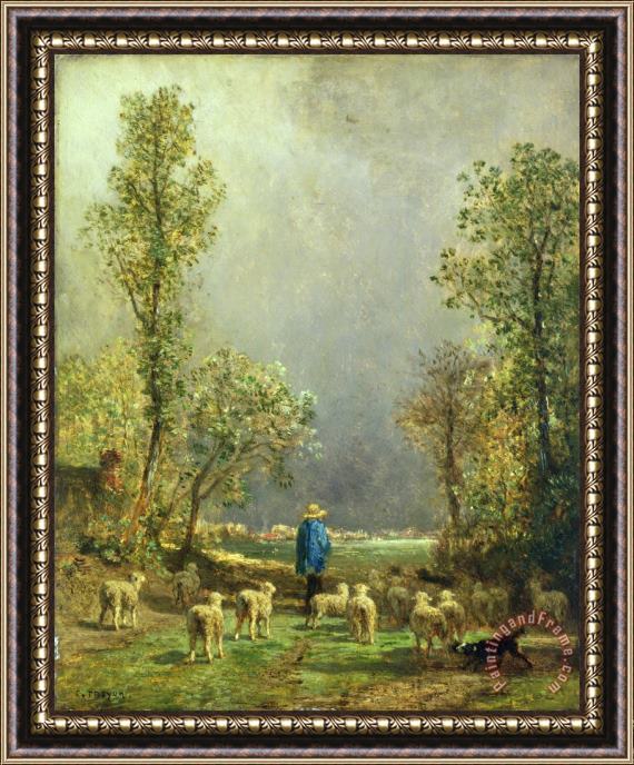 Constant-Emile Troyon Sheep watching a Storm Framed Painting