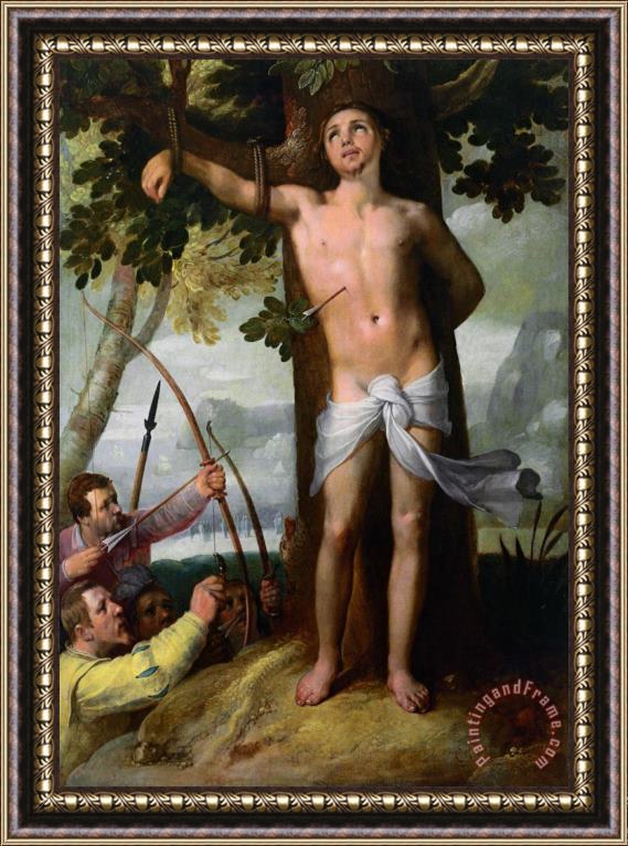 Cornelis Cornelisz The Miracle of Saint Sebastian Framed Painting