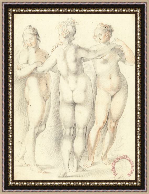 Cornelis Cornelisz. van Haarlem Drie Gratien Framed Print