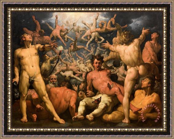 Cornelis Cornelisz. van Haarlem The Fall of The Titans Framed Painting