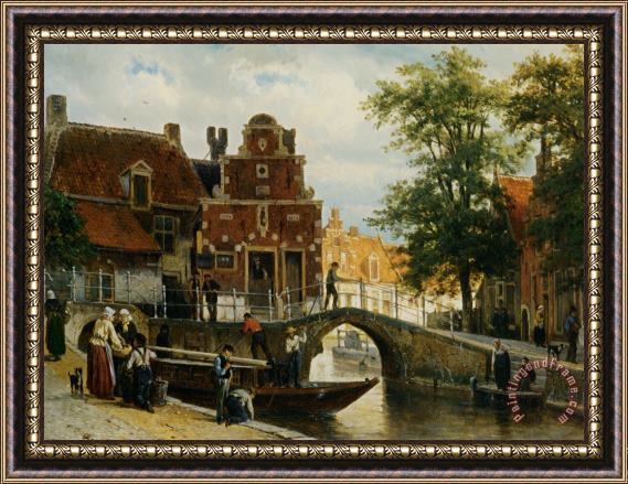 Cornelis Springer A View of Franeker with The Zakkend Ragerschuisje Framed Painting