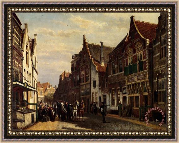 Cornelis Springer De Wijdstraat Te Oudewater Bij Zomer Framed Print
