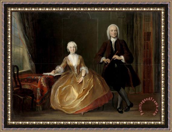 Cornelis Troost A Couple Making Music Framed Painting