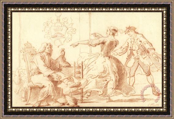 Cornelis Troost De Rijke Podagralijder, Uitgelachen Door Een Jonge Vrouw Framed Print