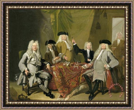Cornelis Troost Inspectors of The Collegium Medicum in Amsterdam, 1724 Framed Painting