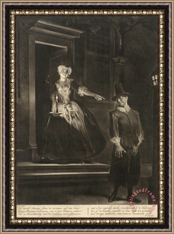 Cornelis Troost Jan Claasz of De Gewaande Dienstmaagd: De Liefdesverklaring Van Reinier Adriaansz Framed Painting