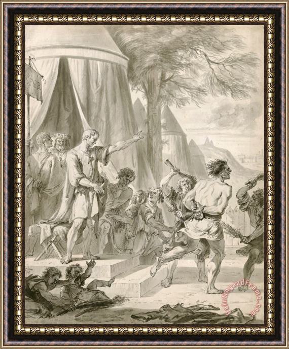 Cornelis Troost Marcus Furius Camillus Laat De Schoolmeester Van De Falerii Door Diens Leerlingen Geselen Framed Print