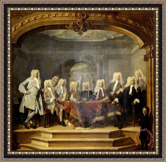 Cornelis Troost Regents of The Aalmoezeniersweeshuis Orphanage in Amsterdam, 1729 Framed Painting