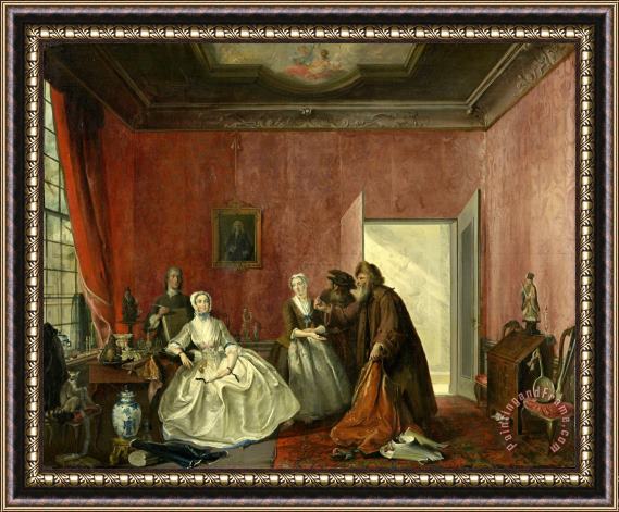 Cornelis Troost The Spendthrift Or The Wasteful Woman, Act Iii, Scene V, From The Play by Thomas Asselijn Framed Print