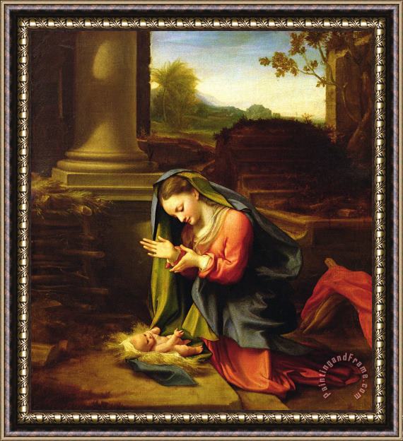 Correggio Our Lady Worshipping The Child Framed Painting