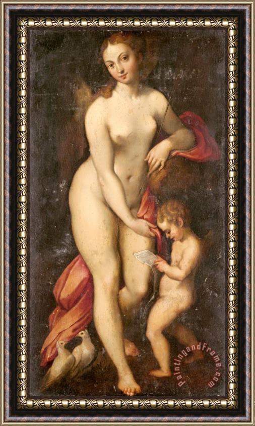 Correggio Venus And Cupid Framed Painting