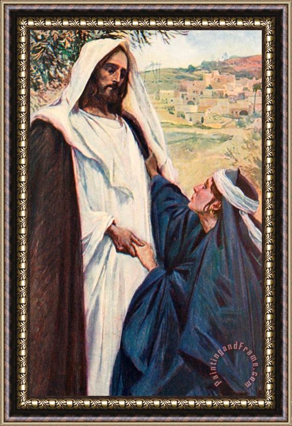 Corwin Knapp Linson Meeting of Jesus and Martha Framed Painting