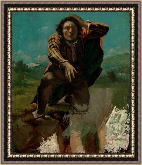 Courbet, Gustave Pa Kanten Av Stupet Framed Print