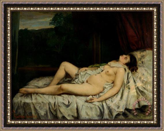 Courbet, Gustave Sleeping Nude Framed Painting