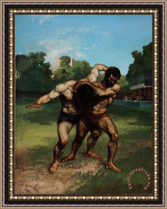 Courbet, Gustave The Wrestlers Framed Painting