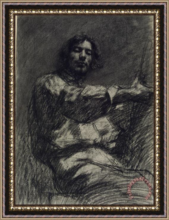 Courbet, Gustave Young Man Sitting, Study. Self Portrait Known As at The Easel Framed Painting
