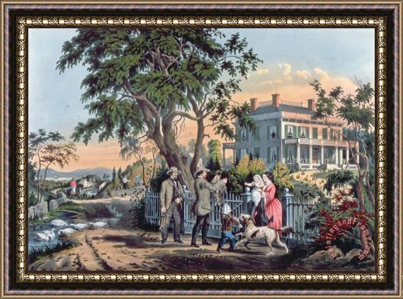 Currier and Ives After the Hunt Framed Painting