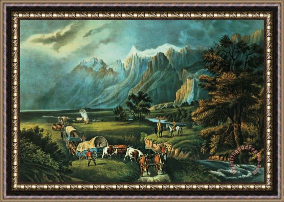 Currier and Ives Emigrants Crossing the Plains Framed Print