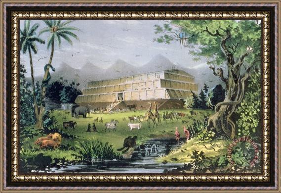 Currier and Ives Noahs Ark Framed Painting