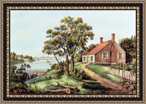 Currier and Ives The Birthplace Of Washington At Bridges Creek Framed Print