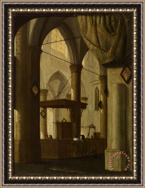 Daniel De Blieck Interior of Grote Kerk Framed Painting