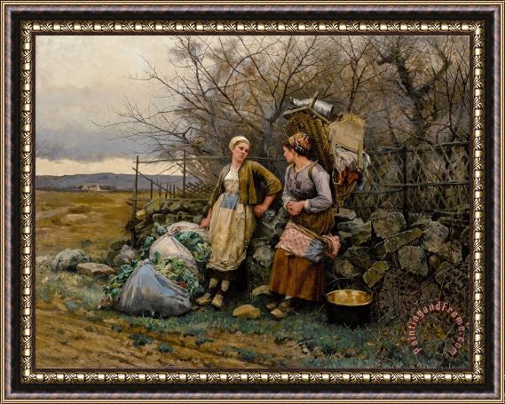 Daniel Ridgway Knight A Halt, Maidens Waiting Framed Painting