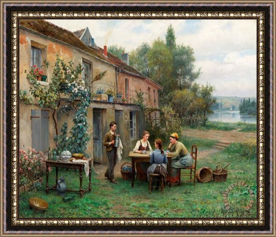 Daniel Ridgway Knight Coffee in The Garden Framed Painting