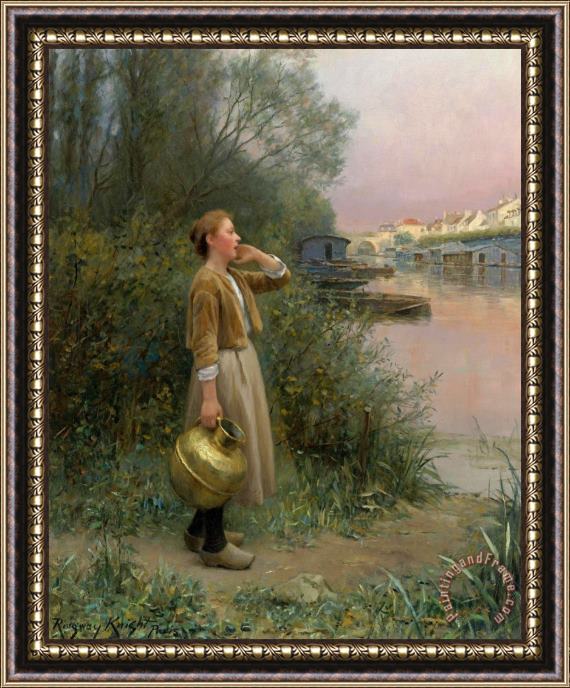 Daniel Ridgway Knight Girl with Water Jug Framed Painting