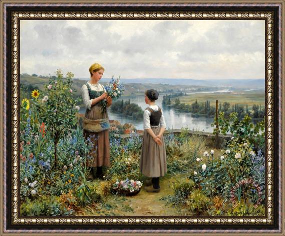 Daniel Ridgway Knight Picking Flowers Framed Painting