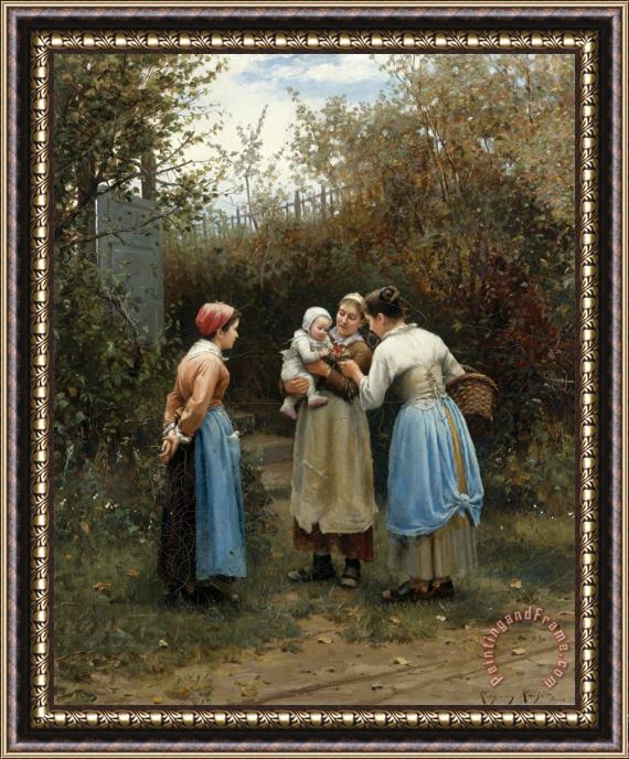 Daniel Ridgway Knight The First Born (morning Greeting) Framed Painting