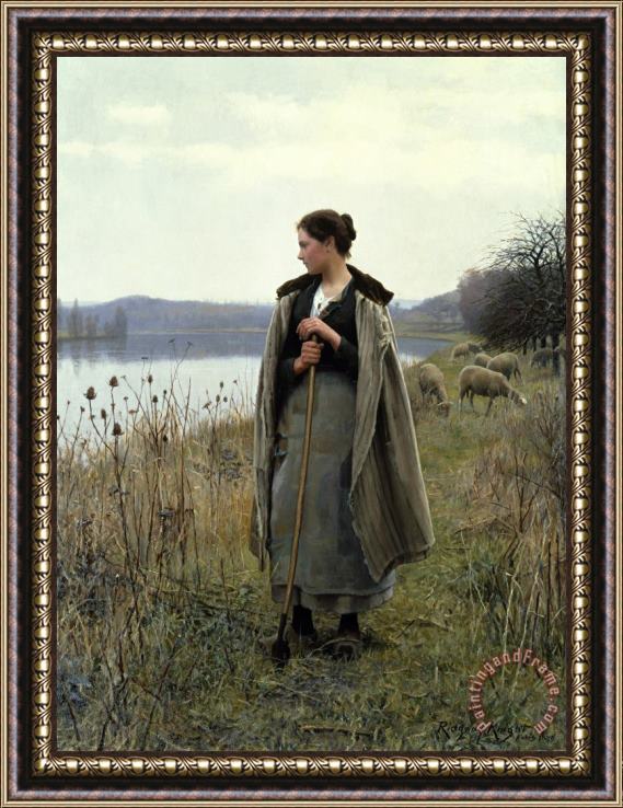 Daniel Ridgway Knight The Shepherdess of Rolleboise Framed Painting