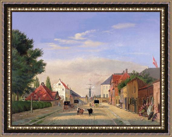 Danish School Street Scene Framed Painting