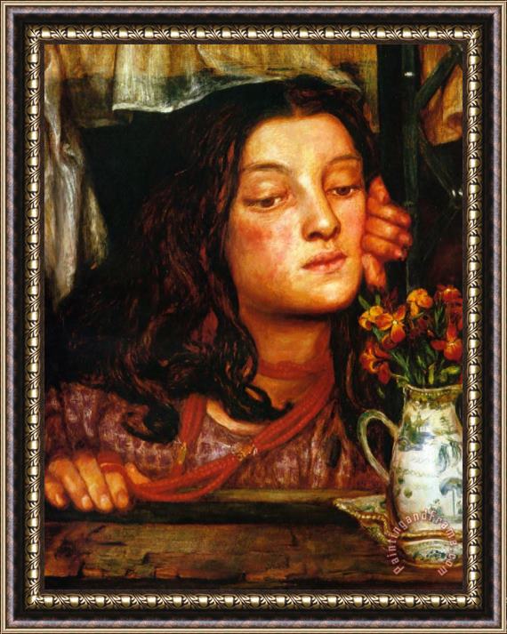 Dante Gabriel Rossetti Girl at a Lattice Framed Painting