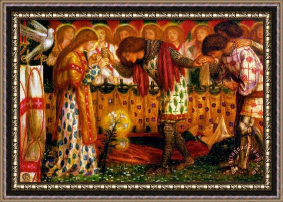 Dante Gabriel Rossetti How Sir Galahad, Sir Bors And Sir Percival Were Fed with The Sanc Grael; But Sir Percival's Sister Died by The Way Framed Print
