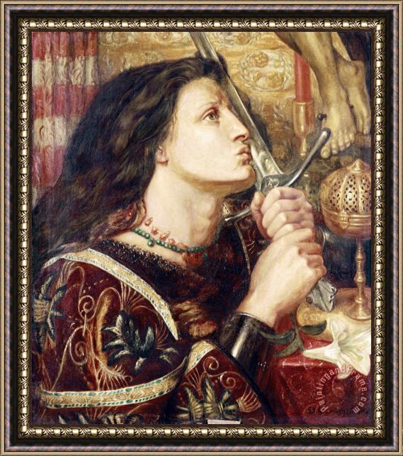 Dante Gabriel Rossetti Joan of Arc Kissing The Sword of Deliverance Framed Painting