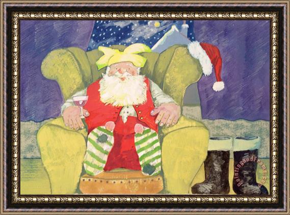 David Cooke Santa Warming His Toes Framed Print
