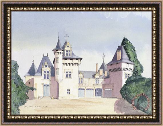 David Herbert Chateau A Fontaine Framed Painting
