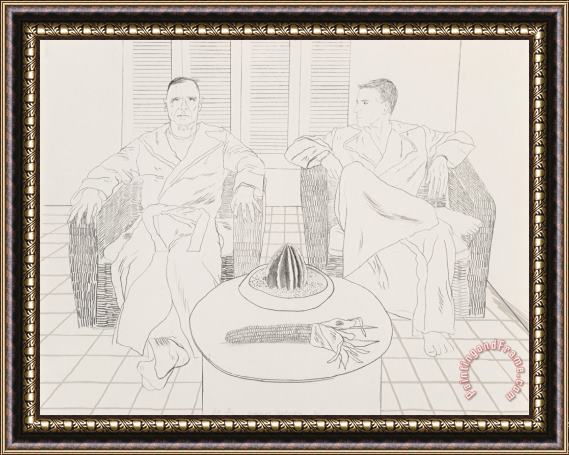 David Hockney Christopher Ischewood And Don Bacardy, 1976 Framed Painting