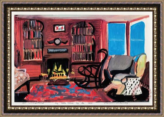 David Hockney My Little House at The Sea, 1989 Framed Painting